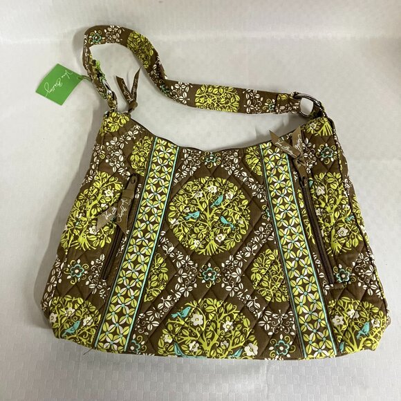 NWT Vera Bradley Green Bird Print Sittin In A Tree Retired Pattern Hobo Purse - Picture 1 of 10